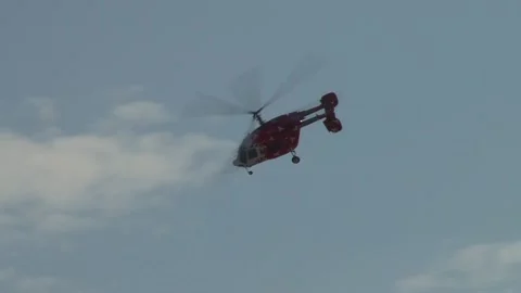 Multi-purpose Russian helicopter Ka-226 is descending with the right roll. Stock Footage 219809699