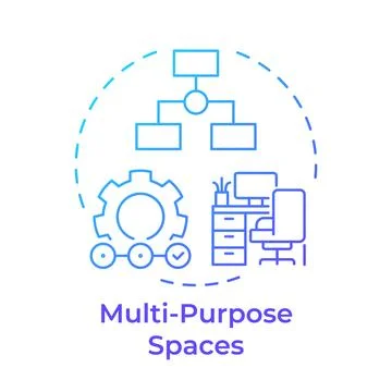 Multi purpose spaces gradient outline concept icon Ilustración de archivo