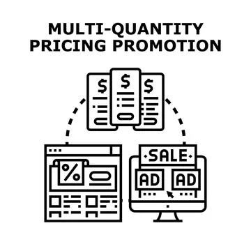 Multi quantity pricing promotion concept vector illustration Stock Illustration