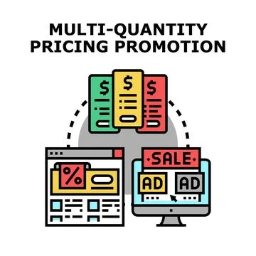 Multi quantity pricing promotion concept vector illustration 库存插图
