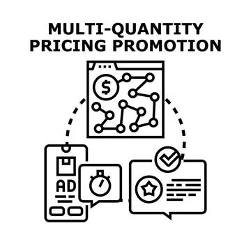 Multi quantity pricing promotion strategy concept illustration Stock Illustration