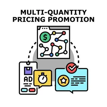 Multi quantity pricing promotion strategy concept illustration Stock Illustration