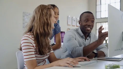 Multi racial colleagues have informal meeting Video stock 73223476