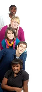 Multi-racial college students on white Stock Photos