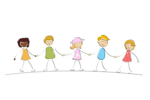Multi racial kids Stock Illustration
