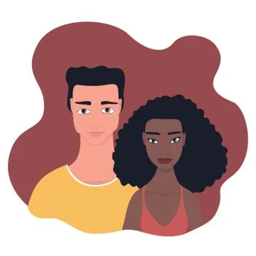 Multi Racial Mixed race couple Happy people Love Relationship concept Stock Illustration