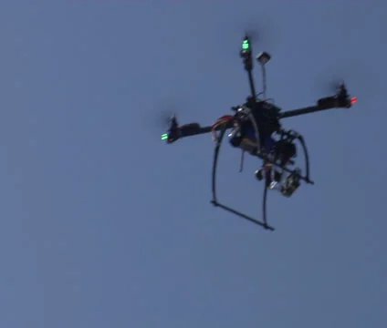 Multi-Rotor Drone flying over the Moore Plaza Towers Memorial Stock Footage 29169719