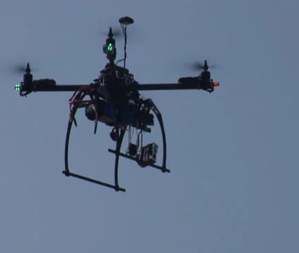 Multi-Rotor Drone flying over the Moore Plaza Towers Memorial Stock Footage 29169729