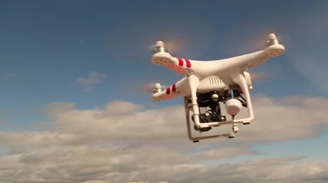 Multi-Rotor Drone Phantom 2 Flying Over sea Stock Footage
