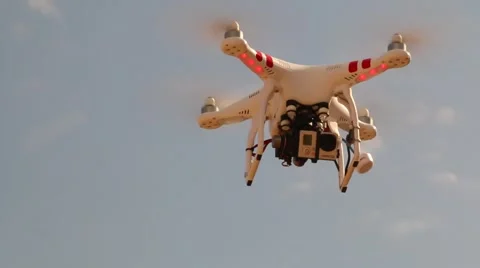 Multi-Rotor Drone Phantom 2 Flying in the sky close up Stock Footage 40909878