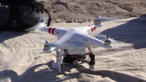 Multi-Rotor Drone Phantom 2 Flying in the sky close up Stock Footage 71625912