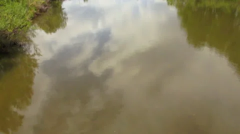 Multi rotor tilt up on river in slo mo Stock Footage 24802866