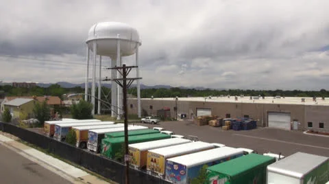 Multi RotorBoom up move to water tower Stock Footage 24793176