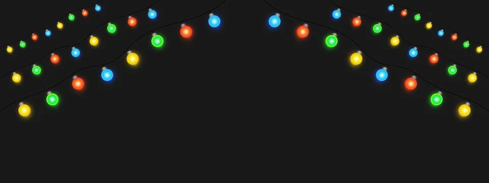 Multi row drooping lights forming a colorful canopy festive mood Stock Illustration