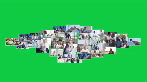 Multi screen business collage made of different footages with business people Stock Footage 200835708