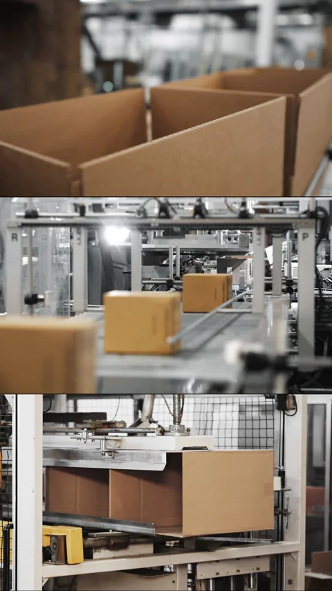 Multi Screen Collage of automated production conveyor line. Stock Footage 306578411