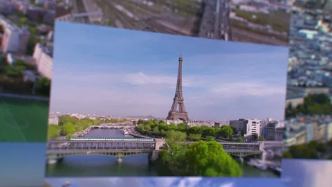 Multi Screen Collage of Paris time lapse and Aerial view, France. Collection of Stock Footage 237743973