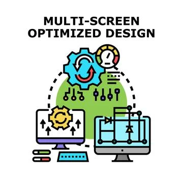 Multi screen optimized design developing responsive cross platform layout Stock Illustration