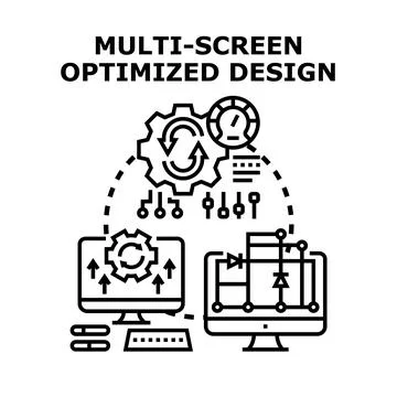 Multi screen optimized design developing responsive cross platform layout Stock Illustration
