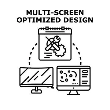 Multi screen optimized design development planning displaying Stock Illustration