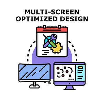 Multi screen optimized design development planning displaying Stock Illustration