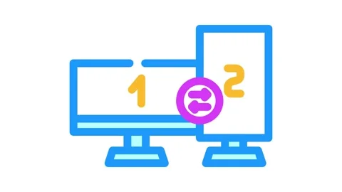 Multi screen streaming setup gaming pc color icon animation Stock Footage 327257169