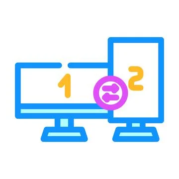 Multi screen streaming setup gaming pc color icon vector illustration Stock Illustration