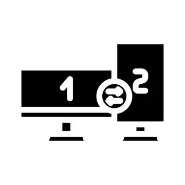 Multi screen streaming setup gaming pc glyph icon vector illustration Stock Illustration