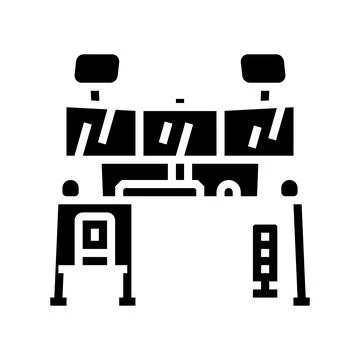 Multi screen streaming setup gaming pc glyph icon vector illustration Stock Illustration