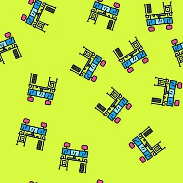 Multi screen streaming setup gaming pc vector seamless pattern イラスト素材
