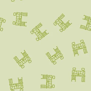 Multi screen streaming setup gaming pc line seamless pattern Stock Illustration