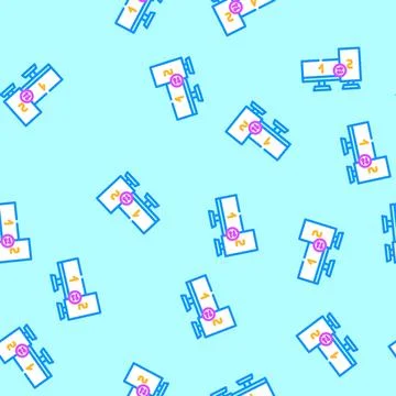 Multi screen streaming setup gaming pc vector seamless pattern Stock Illustration