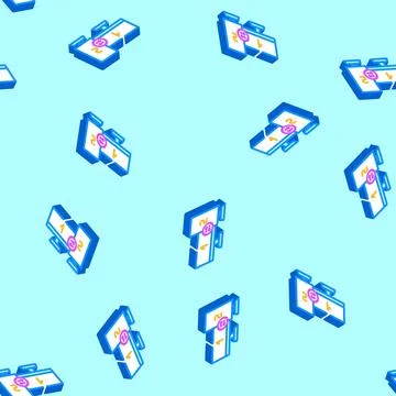 Multi screen streaming setup gaming pc isometric icon seamless pattern Stockillustratie