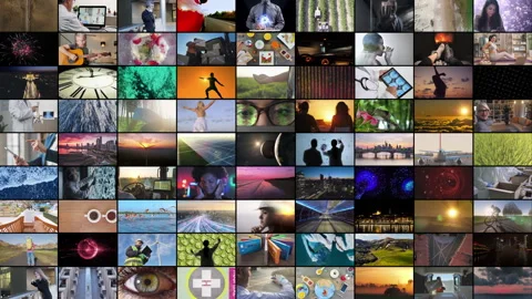 Multi screen video wall mixed footage miscellaneous Stock Footage 287651249