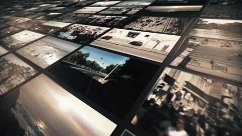 Multi Screen Video Wall Vintage Style Motion Background Stock Footage 104081238