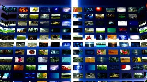 Multi screen videos for the news Stock Footage