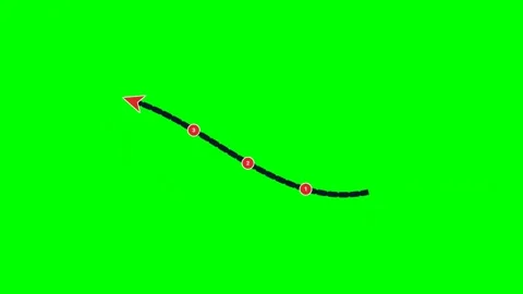 Multi segment milestone arrow bottom left fluid green screen Видео 344648596