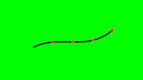 Multi segment milestone arrow right vertical pop green screen Stock Footage 344648308