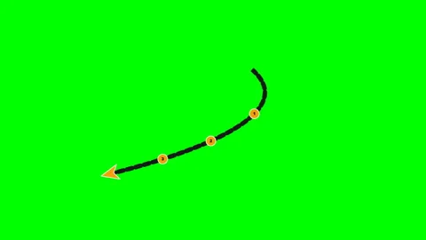 Multi Segment Milestone Dotted Arrow Green Screen Stock-Footage 345710239