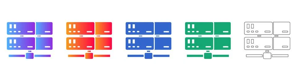 Multi Server Storage Infrastructure Icons 库存插图