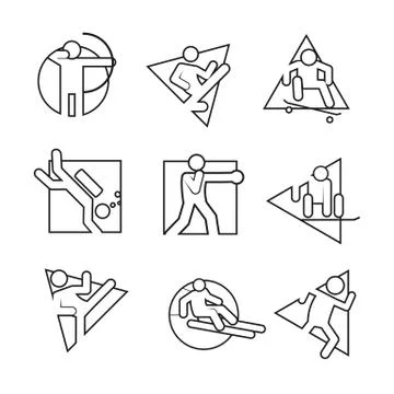 Multi Shape Outline Sport Abstract Symbol Vector Illustration Graphic Set Stockillustratie
