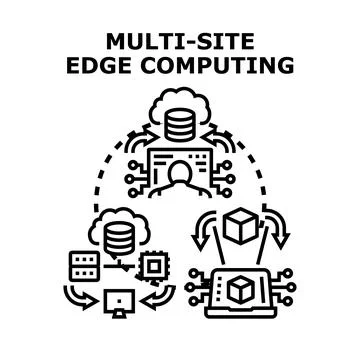 Multi site edge computing decentralizing data processing Stock Illustration