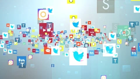 Multi Social Media Icons Stylish Logo After Effects stock