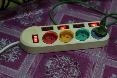 Multi Socket Electrical Extension Power Strip Block Photos
