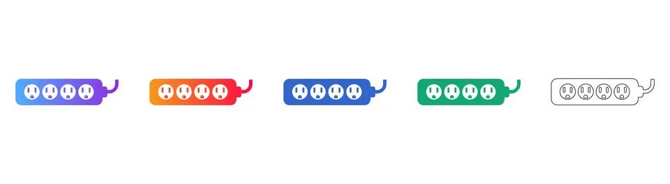 Multi Socket Power Strip Icons イラスト素材