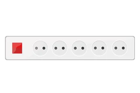 Multi-socket socket with switch red on white background vector illustration Stock Illustration