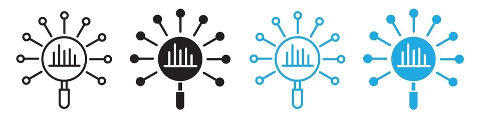 Multi-Source Business Data Collection and Research Icons in Vector for Info.. Stock Illustration