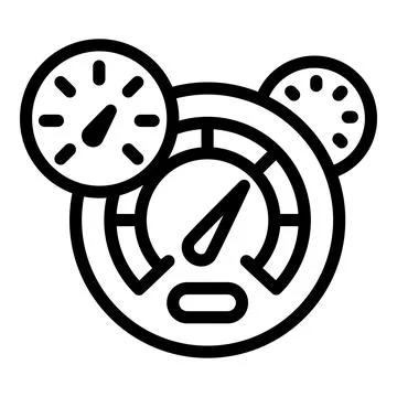 Multi speedometer icon, outline style Stock Illustration