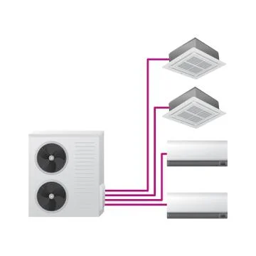 Multi split air conditioning system. Ilustración de archivo