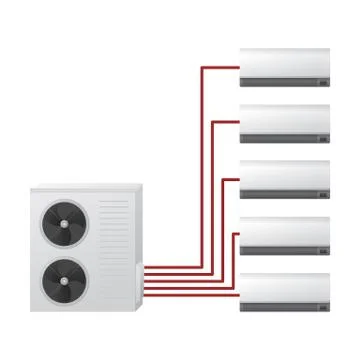 Multi split air conditioning system. Ilustración de archivo